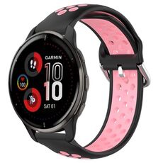 Per Garmin Venu 2 Plus 20mm Cinturino sportivo in silicone traspirante traforato (nero + rosa)