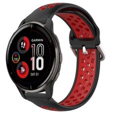 Per Garmin Venu 2 Plus 20mm Cinturino sportivo in silicone traspirante traforato (nero + rosso)