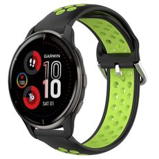 Per Garmin Venu 2 Plus 20mm Cinturino in silicone sportivo traspirante traforato (nero + lime)