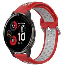 Per Garmin Venu 2 Plus 20mm Cinturino sportivo in silicone traspirante traforato (rosso + grigio)