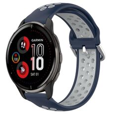 Per Garmin Venu 2 Plus 20mm cinturino sportivo in silicone traspirante traforato (blu notte + grigio)