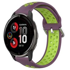 Per Garmin Venu 2 Plus 20mm Cinturino in silicone sportivo traforato traspirante (viola + lime)