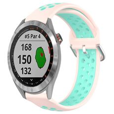 Per Garmin Approach S40 Cinturino sportivo in silicone traspirante traforato da 20 mm (rosa + anatra d'acqua)