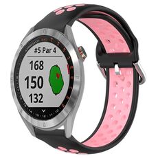Per Garmin Approach S40 Cinturino sportivo in silicone traspirante traforato da 20 mm (nero + rosa)