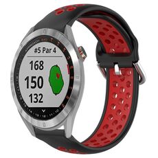 Per Garmin Approach S40 Cinturino sportivo in silicone traspirante traforato da 20 mm (nero + rosso)