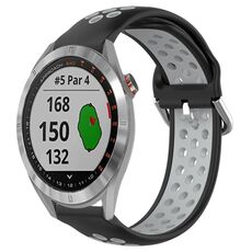 Per Garmin Approach S40 Cinturino sportivo in silicone traspirante traforato da 20 mm (nero + grigio)