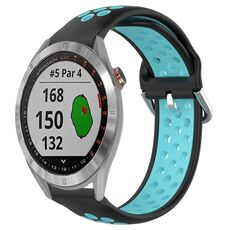 Per Garmin Approach S40 Cinturino sportivo in silicone traspirante traforato da 20 mm (nero + blu)