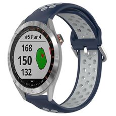 Per Garmin Approach S40 Cinturino sportivo in silicone traspirante traforato da 20 mm (blu notte + grigio)