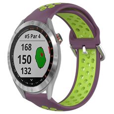 Per Garmin Approach S40 Cinturino per orologio sportivo in silicone traforato traspirante da 20 mm (viola + lime)