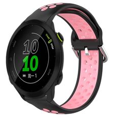 Per Garmin Forerunner 158 20mm Cinturino sportivo in silicone traspirante traforato (nero + rosa)