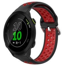 Per Garmin Forerunner 158 20mm Cinturino sportivo in silicone traspirante perforato (nero + rosso)