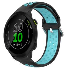 Per Garmin Forerunner 158 20mm Cinturino sportivo in silicone traspirante perforato (nero + blu)