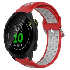 Per Garmin Forerunner 158 20mm Cinturino sportivo in silicone traspirante traforato (rosso + grigio)