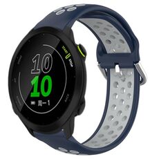 Per Garmin Forerunner 158 20mm Cinturino sportivo in silicone traspirante traforato (blu notte + grigio)