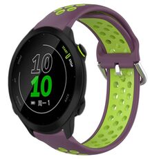 Per Garmin Forerunner 158 20mm Cinturino in silicone sportivo traforato traspirante (viola + lime)