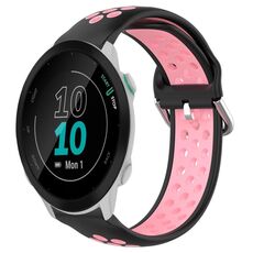 Per Garmin Forerunner 55 20mm Cinturino sportivo in silicone traspirante traforato (nero + rosa)