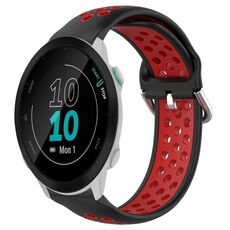 Per Garmin Forerunner 55 20mm Cinturino sportivo in silicone traspirante traforato (nero + rosso)