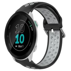 Per Garmin Forerunner 55 Cinturino per orologio sportivo in silicone traspirante traforato da 20 mm (nero + grigio)