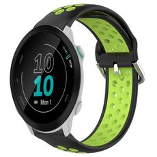 Per Garmin Forerunner 55 20mm Cinturino in silicone sportivo traforato traspirante (nero + lime)