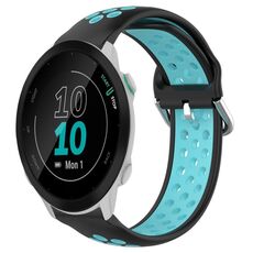 Per Garmin Forerunner 55 20mm Cinturino sportivo in silicone traspirante traforato (nero + blu)