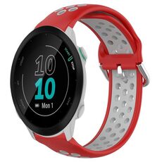 Per Garmin Forerunner 55 20mm Cinturino sportivo in silicone traspirante traforato (rosso + grigio)