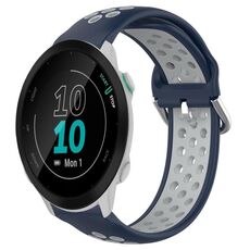 Per Garmin Forerunner 55 Cinturino sportivo in silicone traspirante traforato da 20 mm (blu notte + grigio)