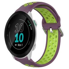 Per Garmin Forerunner 55 20mm Cinturino in silicone sportivo traforato traspirante (viola + lime)