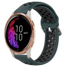 Per Garmin Venu 20mm cinturino sportivo in silicone traspirante traforato (verde oliva + nero)