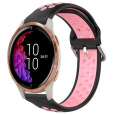 Per Garmin Venu 20mm cinturino in silicone sportivo traspirante perforato (nero + rosa)
