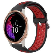 Per Garmin Venu 20mm cinturino in silicone sportivo traspirante perforato (nero + rosso)