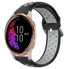 Per Garmin Venu 20mm cinturino in silicone sportivo traspirante perforato (nero + grigio)