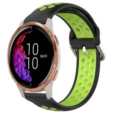 Per Garmin Venu 20mm cinturino in silicone sportivo traspirante traforato (nero + lime)