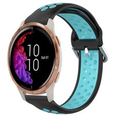 Per Garmin Venu 20mm cinturino in silicone sportivo traspirante perforato (nero + blu)