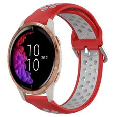Per Garmin Venu 20mm cinturino in silicone sportivo traspirante perforato (rosso + grigio)