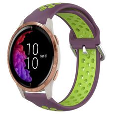 Per Garmin Venu 20mm cinturino in silicone sportivo traspirante traforato (viola + lime)