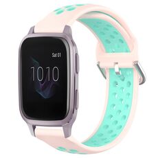 Per Garmin Venu SQ 20mm Cinturino in silicone sportivo traspirante traforato (rosa + anatra d'acqua)