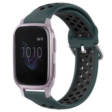 Per Garmin Venu SQ 20mm Cinturino sportivo in silicone traspirante traforato (verde oliva + nero)