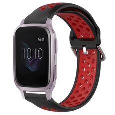 Per Garmin Venu SQ 20mm Cinturino sportivo in silicone traspirante traforato (nero + rosso)