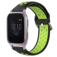 Per Garmin Venu SQ 20mm Cinturino in silicone sportivo traspirante traforato (nero + lime)