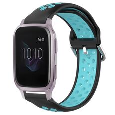 Per Garmin Venu SQ 20mm Cinturino sportivo in silicone traspirante traforato (nero + blu)