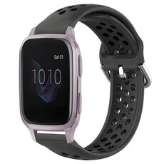 Per Garmin Venu SQ 20mm Cinturino sportivo in silicone traspirante traforato (nero)
