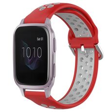 Per Garmin Venu SQ 20mm Cinturino sportivo in silicone traspirante traforato (rosso + grigio)