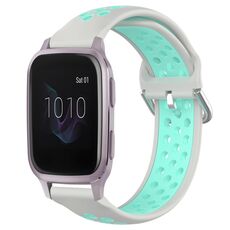 Per Garmin Venu SQ 20mm Cinturino sportivo in silicone traspirante traforato (grigio + anatra d'acqua)