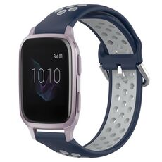 Per Garmin Venu SQ 20mm Cinturino sportivo in silicone traspirante traforato (blu notte + grigio)