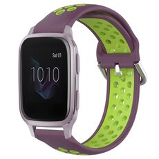 Per Garmin Venu SQ 20mm Cinturino in silicone sportivo traforato traspirante (viola + lime)