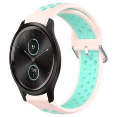 Per Garmin VivoMove Style 20mm Cinturino sportivo in silicone traspirante traforato (rosa + anatra d'acqua)