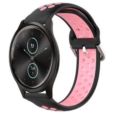 Per Garmin VivoMove Style 20mm Cinturino in silicone sportivo traforato traspirante (nero + rosa)