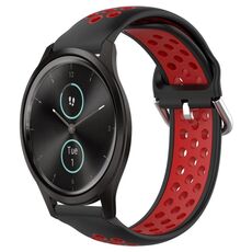 Per Garmin VivoMove Style 20mm Cinturino in silicone sportivo traforato traspirante (nero + rosso)