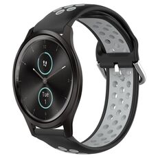 Per Garmin VivoMove Style 20mm Cinturino in silicone sportivo traforato traspirante (nero + grigio)