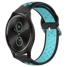Per Garmin VivoMove Style 20mm Cinturino in silicone sportivo traforato traspirante (nero + blu)